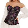 Zanisouta Corsetto da donna a petto intero Steampunk, in raso, con corpetto gotico, con spalline, elegante biancheria intima Burlesque Bodyshaper in pizzo, canottiera shapewear Halloween, O vino, S