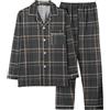Generisch Pigiama da uomo a maniche lunghe con bottoni, pigiama a due pezzi, taglia grande, scollo a V, set con tasca sul petto, comodo abbigliamento da casa, tuta casual da tempo libero, O grigio., 5XL