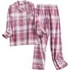 Generisch Pigiama da donna autunno inverno set completo di biancheria da notte baggy a maniche lunghe con scollo a V, colletto e abbottonatura, comodo e caldo per l'abbigliamento da casa, set lounge