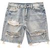 Generic Pantaloncini da uomo strappati sfilacciati corti jeans invecchiati vestibilità classica pantaloncini in denim strappato stile street, Blu, L