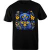 Udaytee Ucraina Cat Floral Vintage Bandiera Ucraina Vyshyvanka T-Shirt Basic da Uomo Nera in Cotone