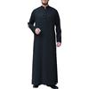 Generisch Abbigliamento da preghiera per uomo, caftano, abito musulmano, langrm, Medio Oriente, vestaglia islamica, Dubai Robe con scollo rotondo, stile retrò, tuniche, abaya largo, abbigliamento islamico, O