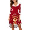 Generisch Vestito di Natale da donna, elegante costume di Natale, abito da festa, Babbo Natale, tunica, abito di Natale, sexy, a maniche lunghe, Babbo Natale, midi