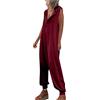 Generisch Tuta da donna larga, senza maniche, estiva, con gamba larga, a vita alta, lunga, con cappuccio, tutina, tutina elasticizzata, con bottoni, O rosso., XXL