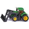 siku 1395, John Deere Tractor with Front Loader, Green, Metal/Plastic, Rubber Tyres, Movable Front Loader