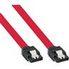 InLine Cavo SATA 7pin L-Form a SATA 7pin L-Form, Max 6Gbs, piatto, chiusura a scatto, rosso, 0,3m [27303]