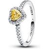 Pandora Anello in Argento da Donna, con Cuore in Rilievo, Giallo, 198421C06, 58/18,5, Argento Sterling, Zirconia cubica