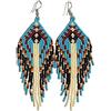 Weavish Orecchini pendenti lunghi con perline - Boho Nativi fatti a mano con perline e nappe, orecchini bohémien grandi con perline pendenti da donna, Free size, c/z perline di vetro 11/0, c/z perline