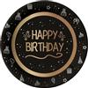 Folat 25046 Compleanno Decorazioni Nero Oro Argento Piatti - Shining Glam - 23 cm - 8 pezzi