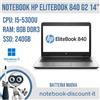 HP Notebook HP EliteBook 840 G2 Cpu i5-5300u Ram 8Gb DDR3 SSD 240Gb W11Pro Grado A