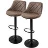 ML DESIGN modern living ML-Design Set di 2 Sgabelli da Bar Rivestimento in Ecopelle Marrone Sgabello da Bancone Regolabile in Altezza 62-82 cm Girevole a 360° Sedie Alte Sedia da Bistrot con Schienale e Poggiapiedi