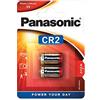Panasonic CR2 batteria al litio cilindrica per dispositivi leggeri con elevato fabbisogno energetico come rilevatori di fumo, sistemi di allarme, proiettori, telecamere, 3V, confezione da 2