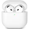 AOTUAO Custodia compatibile con AirPods 4 (2024), in morbido silicone, antiurto, con protezione completa contro le cadute, LED frontale visibile, bianco