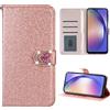YKTO Cover Bling Flip Custodia per Oneplus 8T Brillantini Glitters Oro rosa Sparkle Caso Guscio Shell Wallet PU Glitter Brillanti Strass Magnetico Ladies Purse Women's Case Libro Leather
