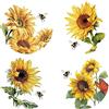GORGECRAFT 16x16 cm 4 stili girasole, api, finestra, primavera estate decalcomanie PVC avviso porta adesivi per uccelli, cani, scioperi, ufficio, negozio