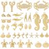Beebeecraft 36 pz 18 Stili Ciondoli Estivi da Spiaggia per La Creazione di Gioielli Placcati Oro 14K A Forma di Conchiglia di Ciprea Delfino Pesce Tartaruga Marina Stella Marina Conchiglia Aragosta