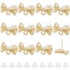Beebeecraft 1 Scatola da 60 Pezzi di Orecchini A Bottone con Fiocco in Oro Perno per Orecchini con Fiocco in Lega con Foro e 304 perni in Acciaio Inossidabile per Accessori per La Creazione di