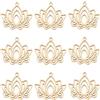 Beebeecraft 1 Scatola 10 Pezzi Ciondoli Fiore di Loto Ottone Placcato Oro 18K Fiore Perline Yoga Ciondoli Artigianato Forniture per Collana Fai da Te Bracciale Orecchini