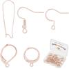 Beebeecraft 1 Scatola da 50 Ganci per Orecchini Placcati in Oro Rosa 304in Acciaio Inossidabile 5 Stili con Gancio per Orecchini A Leva Rotondo per La Creazione di Orecchini di Gioielli