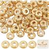 Beebeecraft 100 Pz/Scatola Piatto Rotondo Distanziatore Perline 18K Placcato Oro Disco Sciolto 4mm Creazione di Gioielli Perline per Braccialetto Fai da Te Collana Orecchino