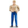 bruder 60006 - uomo bworld con pelle chiara e pantaloni blu, figura giocattolo, contadino, agricoltore