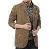 REHJJDFD Giacca da uomo vintage casual in cotone lavato con 3 bottoni in twill giacca sportiva blazer button down jacket, cachi, XL