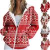 Generic HUIFUAO Felpe con cappuccio da donna divertenti con stampa albero di Natale fiocco di neve felpe invernali calde foderate in pile giacche con cerniera a maniche lunghe cappotti per festival con tasche
