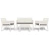 Set Salotto da Giardino Panka - Divano + 2 Poltrone + Tavolino + Cuscini in Materiale Riciclato, BIANCO
