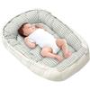 Medi Partners Riduttore Lettino Neonato - 100x60x15 Nido Antisoffoco Neonati Bozzolo Culla per Bebè neonata bilaterale Cuscino 100% Cotone Waffle (Griglia con oliva Waffle)