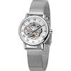 Gosasa Orologio da polso da donna con scheletro, alla moda, meccanico, a carica manuale, cinturino in rete, numeri romani, casual, orologio da polso