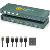 GREATHTEK KVM Switch HDMI 4 porte 4K@60Hz, supporto EDID, USB 3.0 KVM switch Hdmi, HDMI2.0, HDCP2.2, KVM Switch 4 PC 1 monitor, tastiera e mouse a 4 porte con 1 cavo HDMI e 4 cavi USB 3.0