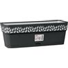 STEFANPLAST - Balconetta decorata Cloe in plastica Grafite con riserva d'acqua - h18x50x17 cm