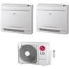LG CONSOLE R32 Climatizzatore console da pavimento dual split inverter bianco - unità esterna 4.1 kW unità interne 9000+12000 BTU