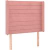 vidaXL Testiera con orecchie Rosa 83x16x118/128 cm Velluto