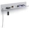 OEM Mensola da parete byde Helke 44 x 6 x 6 cm con 5 ganci e portacavi, mensola sospesa in lamiera d'acciaio verniciata a polvere, portachiavi e lettere per ingresso, cucina, ufficio, colore grigio