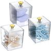 OEM Set di 3 porta-bastoncini di cotone, porta-bastoncini di cotone, porta-bastoncini di cotone, porta-tappi per le orecchie, porta-bastoncini di cotone Qtip con coperchio per camera da letto, bagno, organizer per il trucco, trasparente