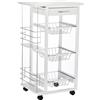 HMC Carrello da Cucina 47x37x83 cm 3 Cesti 2 Portabottiglie Bianco