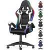bigzzia Sedia Gaming RGB con Luci LED E Sedia Ergonomica Per Computer Per Videogiochi Reclinabile con Schienale Alto in Pelle Pu con Poggiatesta (Utilizzo di RGB, Bianco)