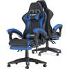 Racingreat Sedia da gaming, ergonomica, per gamer, con cuscino lombare e poggiatesta, regolabile in altezza, sedia per computer, per ufficio, per adulti, ragazze e ragazzi (Con poggiapiedi,Blu
