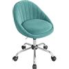 WOLTU Sedia da Scrivania per Casa Regolabile in Altezza con Rotelle, Sedia Trucco Girevole Ergonomica, Ufficio, Camera da Letto, Studio, Velluto, Turchese, BS167ts