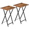 HOOBRO Tavolino, Tavolini per Spuntini, Set di 2 Pieghevoli Tavolo, Accanto al Divano, Stile Industriale, per Spazio Stretto, Struttura Stabile, Montaggio Facile, Marrone Vintage e Nero EBF25BZ01