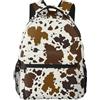 ZSOSIXDEAL Dino Semplice Cartone Animato Dinosauro Casual Borse Per Laptop Zaino Bookbag College Scuola Per Bambini Ragazzi Ragazza Adolescente Adulto Viaggio, Stampa con mucca marrone., L