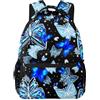 ZSOSIXDEAL Dino Semplice Cartone Animato Dinosauro Casual Borse Per Laptop Zaino Bookbag College Scuola Per Bambini Ragazzi Ragazza Adolescente Adulto Viaggio, Farfalla blu scintillante, L