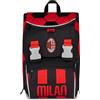 Seven Zaino Estensibile Milan, Doppio Scomparto, Nero, 24 L, Zip laterali, Tasca frontale, Tasca laterale portaborraccia, Scuola elementare e media, Bambino, Ragazzo, Calcio, Prodotto ufficiale