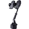 Generisch Doppio supporto per telefono da auto, a collo di cigno regolabile, doppio supporto universale per cellulare, supporto visivo stabile, base estensibile, supporto compatibile per smartphone per camion