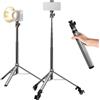 NEEWER BASICS Stativo per Luce con Ruote, Vite 1/4 e Porta Telefono, Treppiede Regolabile in Lega di Alluminio con Rotelle Rimovibili per Lampada Video Foto Cellulare DSLR Action Camera Webcam, ST012