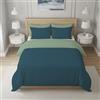 Soleil d'ocre, Copripiumino bicolore in cotone 57 fili 240x220 cm UNI verde acqua e blu petrolio