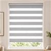 VOUNOT® Tenda a Rullo Doppia Strato Oscurante Giorno e Notte, Catenella Laterale, Bande Trasparenti e Opache, Tenda Interno Zebra Blinds Grigio, 100 x 150 cm