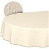 ANRO Tovaglia cerata, lavabile, effetto lino, facile da pulire, impermeabile, 240 x 140 cm (ovale) crema con orlo