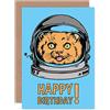 Wee Blue Coo CARD BIRTHDAY CELEBRATION HAPPY SPACE CAT ASTRONAUT PRESENT GIFT